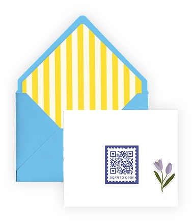 A sunflower greeting card tied with twine