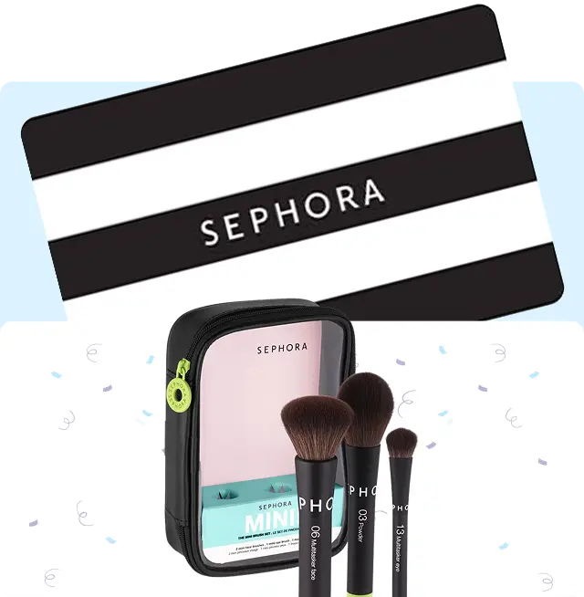 A Sephora gift card with a make-up brush set