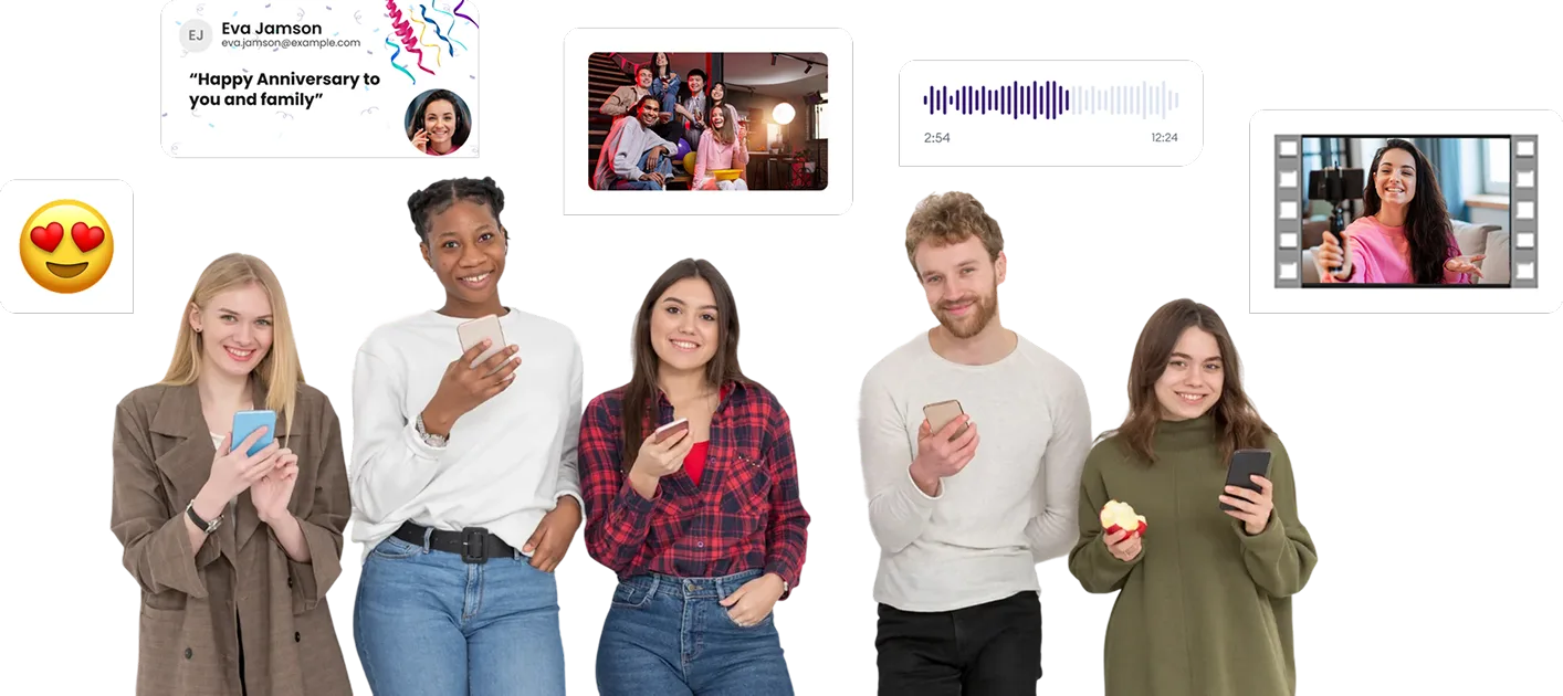 Teammates sharing personal messages to make a group gift more memorable
