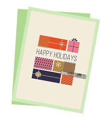 A "Happy Holidays" greeting card
